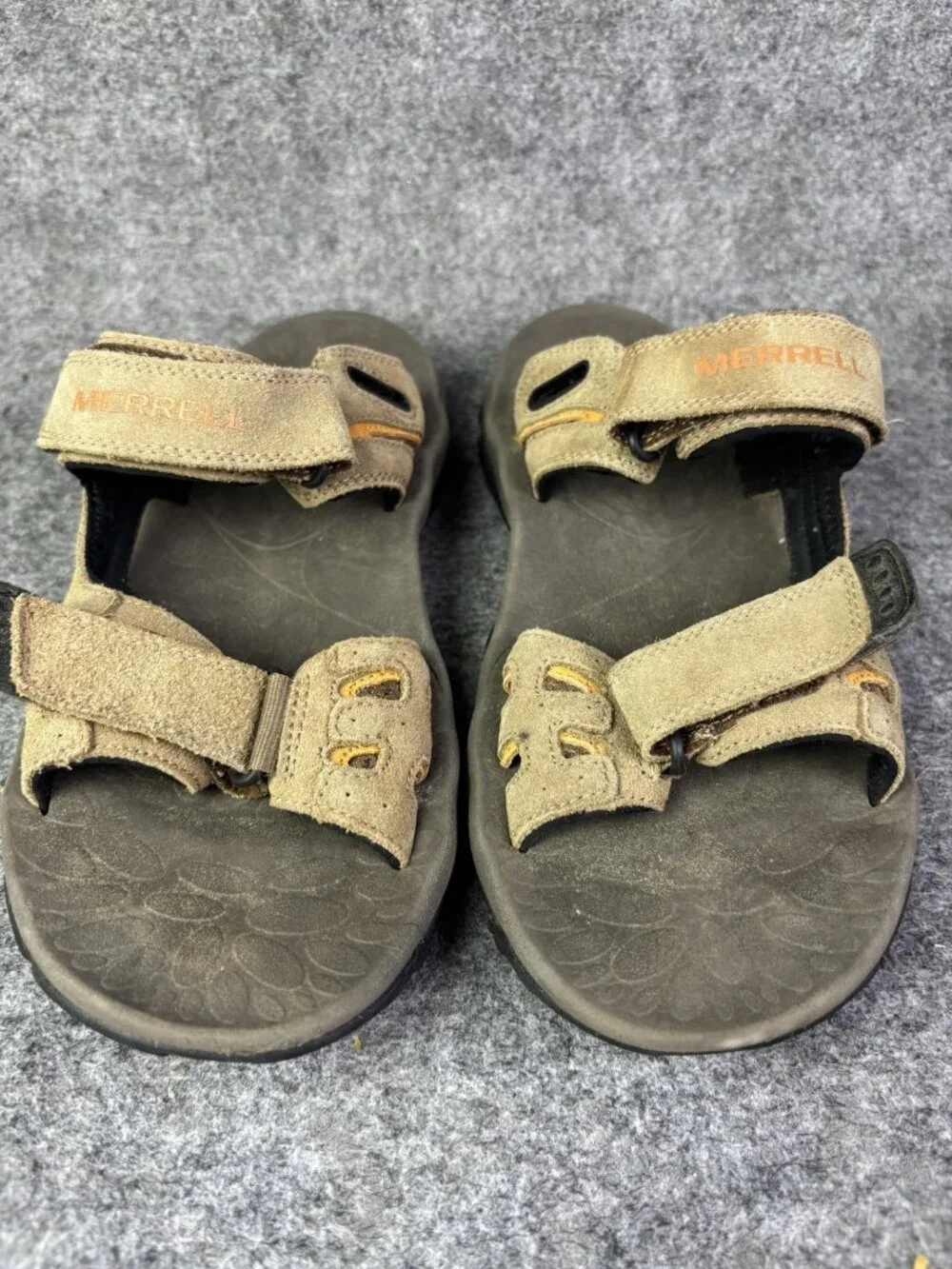 Merrell‎ Sandals Mens Size 7 Brown Suede Slide Adjustable Strap Shoes Comfort
